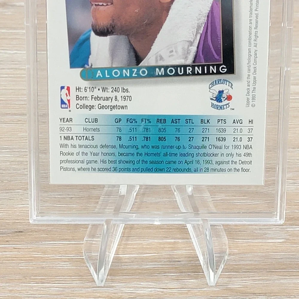 1993 Upper Deck Alonzo Mourning Signed Autograph Card 333 Charlotte Hornets NBA